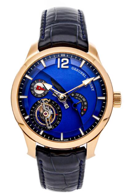 Replica Greubel Forsey Watch Tourbillon 24 Seconds Contemporain Rose Gold Blue Dial Men